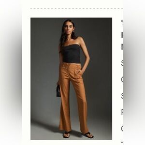 Anthropologie THE NAOMI WIDE-LEG FLARE PANTS BY MAEVE US 6 Bronze